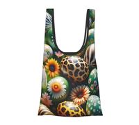 Vortithora Easter-Eggs-Floral-Animal Bolsa de compras plegable reutilizable, bolsa de comestibles portátil para uso diario