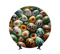 Vortithora Easter-Eggs-Floral-Animal - Plato decorativo de 10 pulgadas con soporte, elegante placa de pared para decoración del hogar