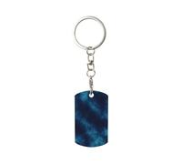 Vortithora Llavero de metal de aluminio con patrón de teñido anudado de mar azul con llavero para uso diario