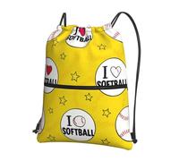 Vortithora Outdoor I Love Softball Mochila casual con cordón y bolsillo con cremallera, bolsa deportiva con cordón para gimnasio y uso diario