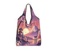 Vortithora Tranquil-Cherry-Blossoms - Bolsa de compras reutilizable plegable para comestibles, impermeable