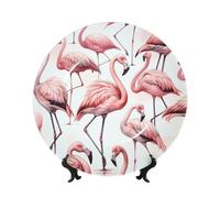 Vortithora Watercolor-Cute-Flamingos - Plato decorativo de 10 pulgadas con soporte, elegante placa de pared para decoración del hogar