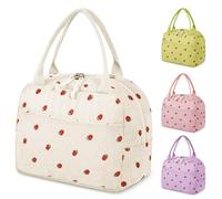 Vortix Lancheira Térmica Mujer, Bolsa Termica Porta Alimentos Flexible y Plegable, Loncheras de Trabajo con Forro Impermeable, lunch bag para estudiantes/oficina/picnic (Beige)