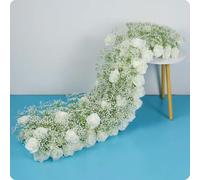 vortixia Camino de Mesa con Hojas de eucalipto Dorado Negro Blanco y Rosa para decoración de Bodas arreglo de Flores Artificiales Fondo Floral para Eventos
