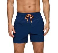 Vorvowry Bañador Hombre Secado Rapido Respirable Traje de Baño Estampado Ligero Boxer Calzones Bano para Natacion Playa Surf de Bolsillo con Cremallera Azul Marino S