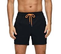 Vorvowry Bañador Hombre Secado Rapido Respirable Traje de Baño Estampado Ligero Boxer Calzones Bano para Natacion Playa Surf de Bolsillo con Cremallera Negro XL
