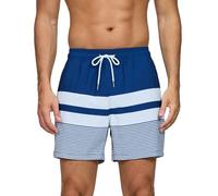 Vorvowry Bañador Hombre Secado Rapido Respirable Traje de Baño Estampado Ligero Boxer Calzones Bano para Natacion Playa Surf de Bolsillo con Cremallera Rayas Multicolores S