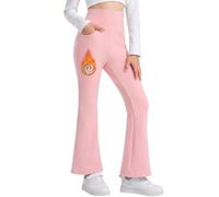 Vorvowry Leggings Acampanados Niña Forrados Polar con Bolsillos Invierno | Leggings Térmicos Bootcut para Niñas Elásticos y Cálidos para Colegio Deporte Viajes y Uso Diario