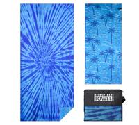Vorvowry Toalla Playa Grande Microfibra Hombre Mujer Ligera Secado RáPido Libre de Arena para Viajes Natación Deportes con Bolsa de Malla de 80×180cm Tinte Anudado Azul 1 Piezas