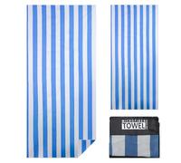 Vorvowry Toalla Playa Grande Microfibra Hombre Mujer Ligera Secado RáPido Toalha Praia Impresión a Doble Cara para Viajes Natación Deportes con Bolsa de Malla de 80×180cm Rayas Azul 1PC