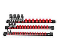 VORXEON 3 Piezas Soporte para Llaves de Vaso Juego de 1/4 3/8 1/2 Pulgada, Organizador de Llaves de Vaso con Abrazaderas de Resorte ABS(Rojo)