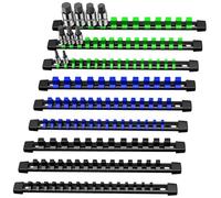 VORXEON 9 Piezas Soporte para Llaves de Vaso Juego de 1/4 3/8 1/2 Pulgada, Organizador de Llaves de Vaso con Abrazaderas de Resorte ABS para Bricolaje Mecánicos
