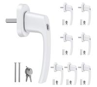 VORXEON Manijas para ventana con cerradura, juego de 8 piezas con 16 tornillos y 16 llaves, tiradores para puerta de balcón derecha/izquierda de aluminio blanco, 43 mm distancia entre orificios, eje 7