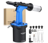 VORXEON Pistola de remaches de aire comprimido Set Pistola de remaches ciegos Herramienta Tenaza remachadora Pistola de remaches 1400KGF Con 5 boquillas (2,4mm 3,2mm 4,0mm 4,8mm 6,4mm) Pistola de