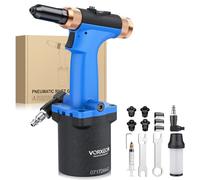 VORXEON Remachadora Neumática con 4 Boquillas 2.4/3.2/4/4.8mm 1000KGF 360° Boquilla de Aire, Pistola de Remachadora Hidraulica para Automóviles Coche Garaje Barco