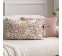 Vorysum Funda Cojín 30x50 Dalias Rosa Doble Cara 2 Unids, Cojines Decorativos Exterior Hogar Jardín Piscina, Tacto Suave