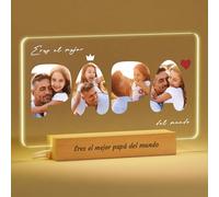 Voryusmer Regalo Personalizado Día del Padre - Marco Personalizado con Foto - LED Opcional - Regalo Papá Cumpleaños Navidad