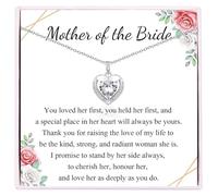 VOSAP Regalos para madre de la novia, regalos para madre del novio, collar de circonita cúbica de corazón, regalo para mujer para mamá en el día de la boda, One Size, Metal, Circonita cúbica