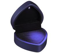 VOSAREA 1 unid Caja de Anillo con Forma de corazón iluminada con LED para la propuesta de Aniversario Regalos de la Caja del Anillo del día de San Valentín de la Boda (Azul)