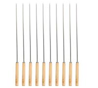 VOSAREA 10piezas Brochetas Planas de Acero Inoxidable con Mango de Madera para Barbacoa Pinchos para Carne Verduras y Mariscos Reutilizables para Parrillas y Camping