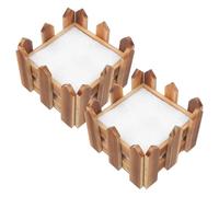 VOSAREA 2 Piezas Macetero para y Flores Artificiales en Forma de Valla de Madera con Textura Realista y, Estilo Rústico bajo Mantenimiento en Jardín o Casa