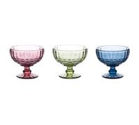 VOSAREA 3 Piezas de Cuencos Base de Cristal para Postres, Resistentes al Calor, de Vidrio Diseño Floral Elegante, Ideales para Restauración y Restaurantes