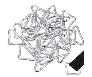 VOSAREA 30 Piezas de Repuesto para Trampolines Anillo de Cincha de Acero Galvanizado Fuerte y Hebilla Triangular para Fijar Tela de Cama Elástica