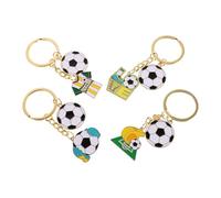 VOSAREA 4 Piezas Llavero de Fútbol Balón de Aleación Portátil y Conmemorativo para Coleccionistas y Aficionados, Adecuado como Recuerdo de Cumpleaños o Torneo