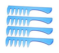 VOSAREA 4 Piezas Peine para Corte de Pelo de Salón Vintage Azul, Set de Peines de Dientes Anchos para Cabello Grueso y Mojado, Herramienta Ergonómica para Peinados Hacia Atrás y Tupé en