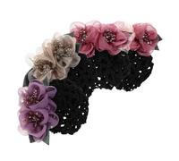 VOSAREA 4 Piezas Pelo Floral para Mujer Malla Transpirable con Clip de Flor y Pedrería Cobertura Vintage para Moños Adecuada para Enfermeras Hotel Banco y Fiestas