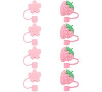 VOSAREA 8 Tapones para Paja de Silicona Reutilizables, Fáciles de Llevar para Pajitas, Accesorios Rosas Ideales para Fiestas de Graduación y Ceremonias