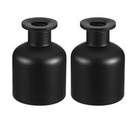 VOSAREA Botellas Difusoras de Vidrio 150 Ml Mate Negro 2 Piezas, Frascos Redondos Rellenable para Aromaterapia y Ambientador Hogar, Accesorio para Varillas de Caña DIY