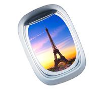 VOSAREA Calcomanía Mural de Pared Ventana Falsa de Ojo de Buey 3d, Puesta de Sol y Torre Eiffel, Autoadhesiva de Pvc, Fácil de Decorar y Removible para Tienda y Escaparate de Vidrio