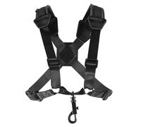 VOSAREA Correa para Saxofón Tenor Ajustable, Pequeña, de Doble Hombrera en Color Negro, Cinturón Desmontable Cómodo para Músicos de 140 a 165 Cm, Accesorio para Interpretación y Soporte