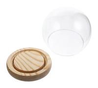 VOSAREA Cubierta de Vidrio Brillante para Flor Base de Madera, Hecha de Vidrio de Borosilicato Alto, Adecuada para Decoración de Estanterías y Ambiente Romántico Hogar