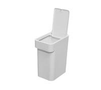 VOSAREA Cubo de Basura Doméstico de Empuje Gris, Bote de Basura de Plástico Tapa Abatible, Papelera Versátil para Cocina y Dormitorio, Contenedor de Reciclaje Fácil de Usar, 1 Unidad