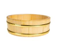 VOSAREA Cubo de Sushi Japonés de Madera Natural 25 CM Contenedor Redondo para Arroz y Sashimi Bandeja de Cocina Grande para Servir Sushi y Almacenar Alimentos
