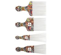 VOSAREA Juego de 4 Peines para Peinar el Cabello Rizado Dientes Anchos y Diseño Antiestático, Material Abs y Acero Inoxidable, Adecuado para Peluquería Profesional Estilo Varios estilos