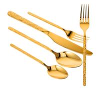 VOSAREA Juego de Cubiertos de Acero Inoxidable Diseño, Cuchillo, Tenedor y Cuchara Dorados, Reutilizables y Seguros para Uso en Cocina