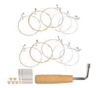 VOSAREA Kit de 21 Piezas para Arpa Lira Cuerdas Metálicas 10 Clavijas de Afinación y 1 Llave Ajustable Accesorio Profesional para Reemplazo y Mantenimiento de Cuerdas Uso Musical