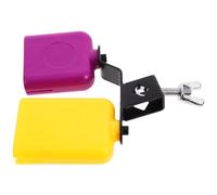 VOSAREA Kit de Batería Profesional de Cencerro Alto, Bloque de Percusión Bicolor Amarillo y Morado, Accesorio para Instrumento de Percusión, Compatible Soportes para Batería, Adecuado