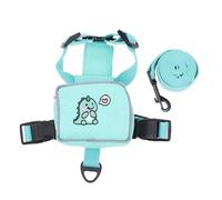 VOSAREA Mochila Tipo Chaleco Arnés para Gatos y Perros Pequeños S, Cuerda Ajustable, Diseño Dinosaurio Verde, Apto para Paseos y Actividades al Aire Libre, Arnés Antiescape Resistente