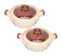 VOSAREA Olla de Piedra Coreana para Guisos y Arroz, 2 Piezas Tapa y Mango, Cazuelas Individuales de Barro Alta Resistencia Térmica para Cocina Casera