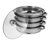 VOSAREA Olla para Cocinar al Vapor Vaporera y Cacerola Versátil 1pieza de Acero Inoxidable Multifuncional con Tapa para Cocina Gas Inducción para Hogar