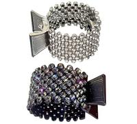 VOSAREA Pinzas de Garra para Mujer 2 Unidades Clip Caballo Diseño de Cristales Aleación Resistente en Color Plata y Negro Accesorio para Pelo Grueso Uso Diario y Deportivo