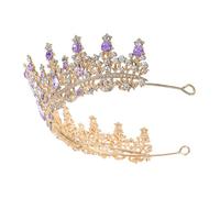 VOSAREA Princesa de Tocado de Cristal Morado Aleación de Zinc para Eventos de Disfraces y Bodas, Diadema para Niñas Dorada