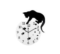 VOSAREA Reloj de Pared Colgante Reloj de Gato Número de Acrílico Reloj de Pared Dormitorio Reloj Silencioso sin Batería