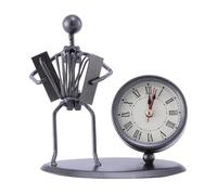 VOSAREA Reloj Negro Artesanal de Escritorio de Acero Inoxidable Estilo Nórdico Diseño Retro y Función de Mantener Precisa para Dormitorio o Obsequio