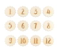 VOSAREA Tarjetas de Cumpleaños para Bebés 12 Piezas Números de Encaje, Tarjetas Mensuales para Recién Nacidos de Madera Seguras, Accesorio Fotográfico para Registro del Crecimiento