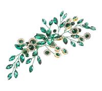 VOSAREA Tocado de Boda para Novia en Aleación Rhinestones Verdes, Accesorio Elegante Cabello que Embellece y Cambia el Peinado en Bodas